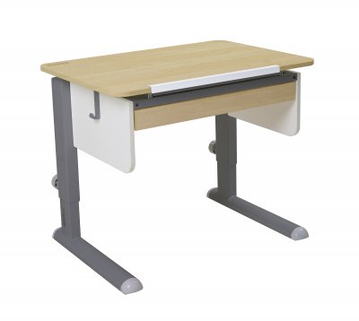 Растущая парта Юниор с выдвижным ящиком Береза Белый Серый