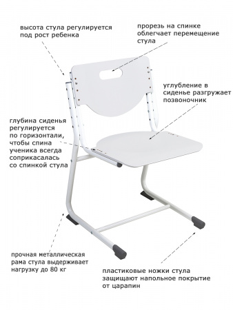Растущий стул SF-3 Белый Белый
