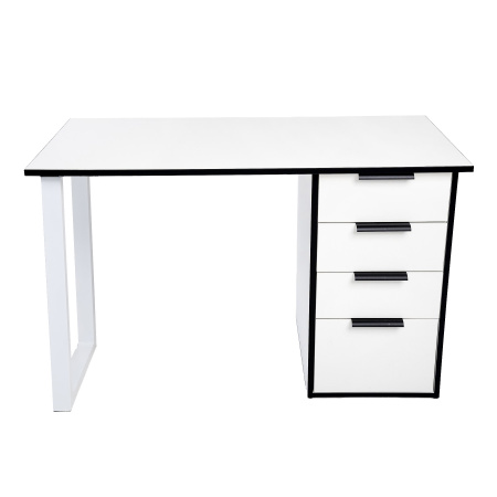 Компьютерный стол АСТЕК ЛОФТ (ЛДСП Белый, кромка черная, металл черный)